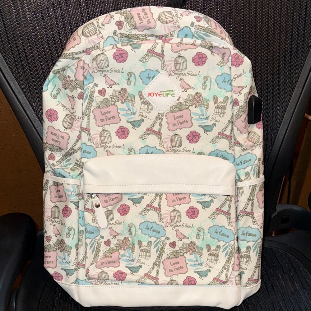 *NEW NEVER USED* Pastel Print Paris Women's Backpack